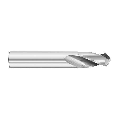 #31 Dia. × 0.12″ Shank × 5/8″ Flute Length × 2″ OAL, 5xD, 118°, Uncoated, 2xD Flute, External Coolant, Round Solid Carbide Drill