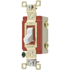 Wall & Dimmer Light Switches; Switch Type: NonDimmer; Switch Operation: Toggle; Color: White; Color: White; Grade: Industrial; Number of Poles: 1; Amperage: 20 A; Number Of Poles: 1; Amperage: 20 A; 20; Voltage: 120/277 VAC; Includes: Terminal Screws; Sta