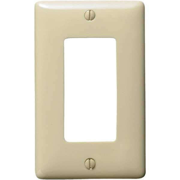 Wall Plates; Wall Plate Type: Outlet Wall Plates; Color: Ivory; Wall Plate Configuration: GFCI/Surge Receptacle; Material: Thermoplastic; Shape: Rectangle; Wall Plate Size: Standard; Number of Gangs: 1; Overall Length (Inch): 4.6300; Overall Width (Decima