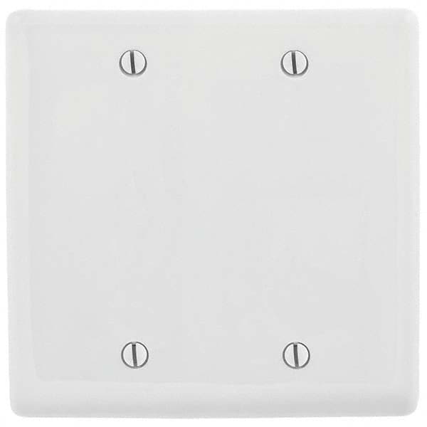 Wall Plates; Wall Plate Type: Blank Wall Plate; Color: White; Wall Plate Configuration: Blank; Material: Thermoplastic; Shape: Rectangle; Wall Plate Size: Standard; Number of Gangs: 2; Overall Length (Inch): 4.6300; Overall Width (Decimal Inch): 4.6900; S