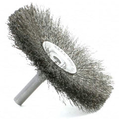 Brush Research Mfg. - 1-3/4" Brush Diam, Crimped, Flared End Brush - 1/4" Diam Steel Shank, 2,500 Max RPM - Strong Tooling