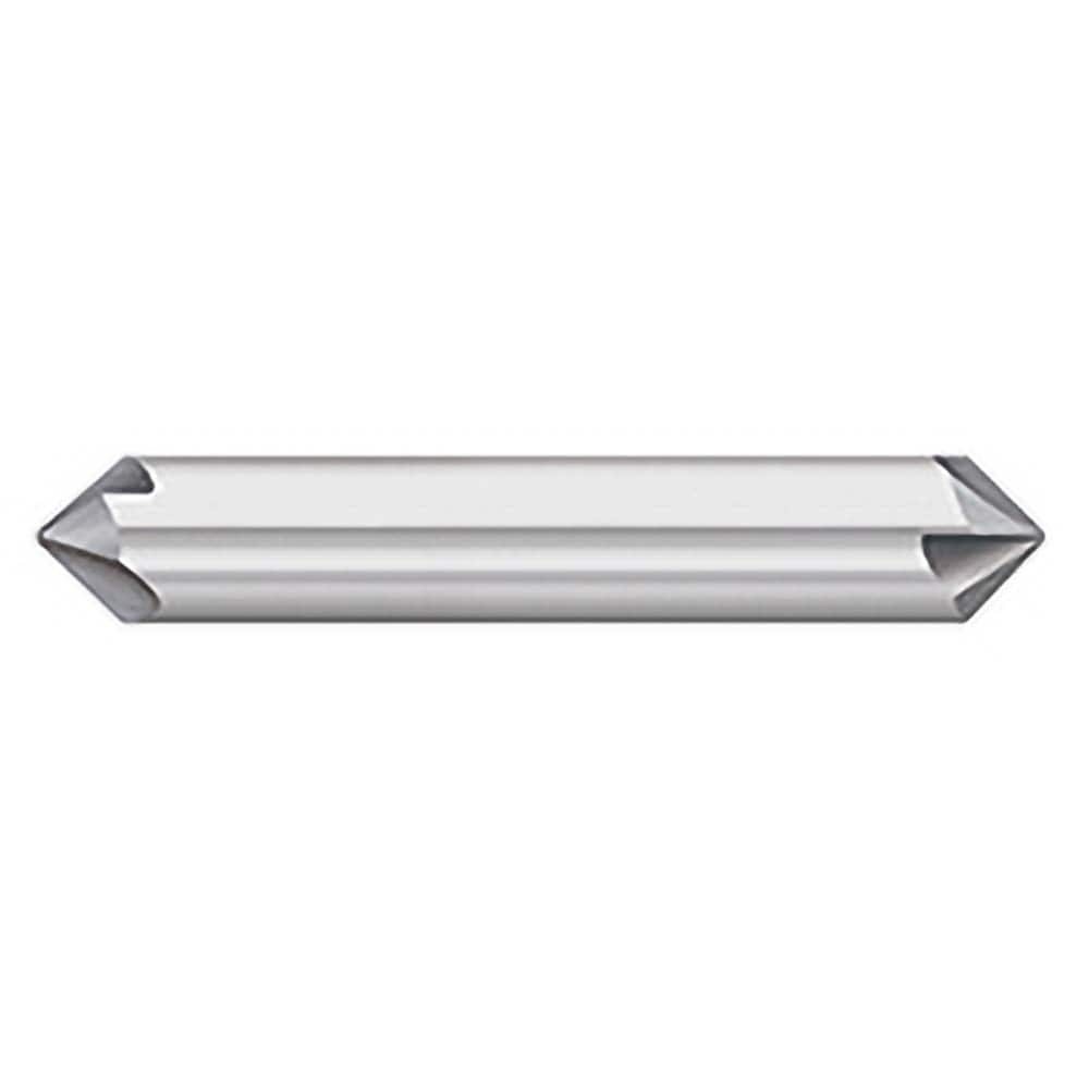 Chamfer Mill: 4 Flutes, Solid Carbide 2-1/2″ OAL, 5/16″ Shank Dia, Bright/Uncoated