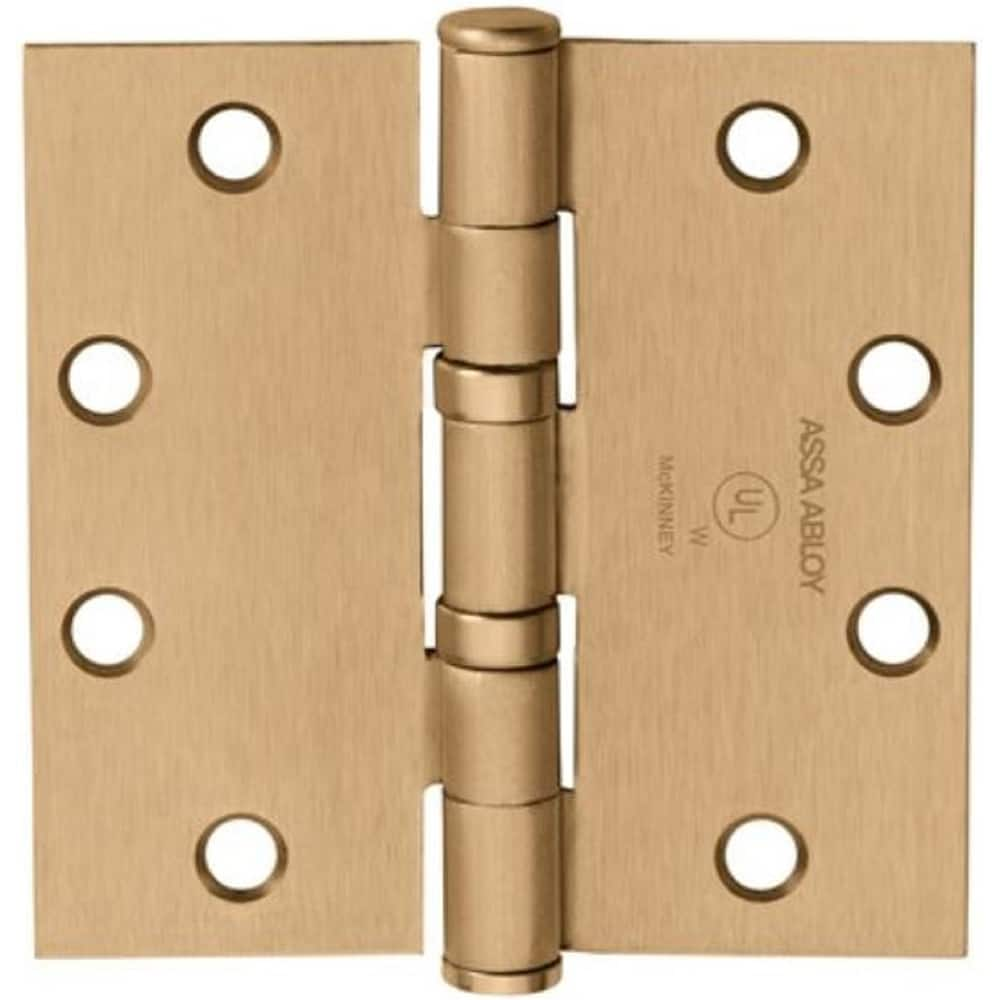 Yale - Commercial Hinges; Length (Inch): 4-1/2 ; Thickness (Decimal Inch): 0.1340 ; Minimum Thickness: 3.4036 (mm); Number of Knuckles: 5.000 ; Stanley Finish Code: US10A ; Finish/Coating: US10A - Exact Industrial Supply