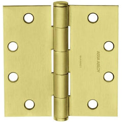 Yale - Commercial Hinges; Length (Inch): 4-1/2 ; Thickness (Decimal Inch): 0.1340 ; Minimum Thickness: 3.4036 (mm); Number of Knuckles: 5.000 ; Stanley Finish Code: US10B ; Finish/Coating: US10B - Exact Industrial Supply