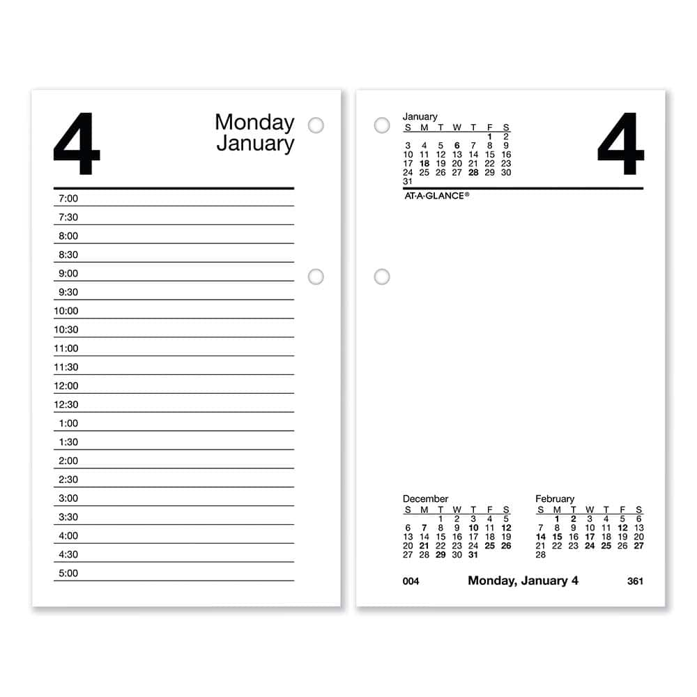 AT-A-GLANCE - Note Pads, Writing Pads & Notebooks; Writing Pads & Notebook Type: Desk Calendar Refill ; Size: 3-1/2 x 6 ; Number of Sheets: 320 ; Color: White ; Style of Rule: Planner - Exact Industrial Supply