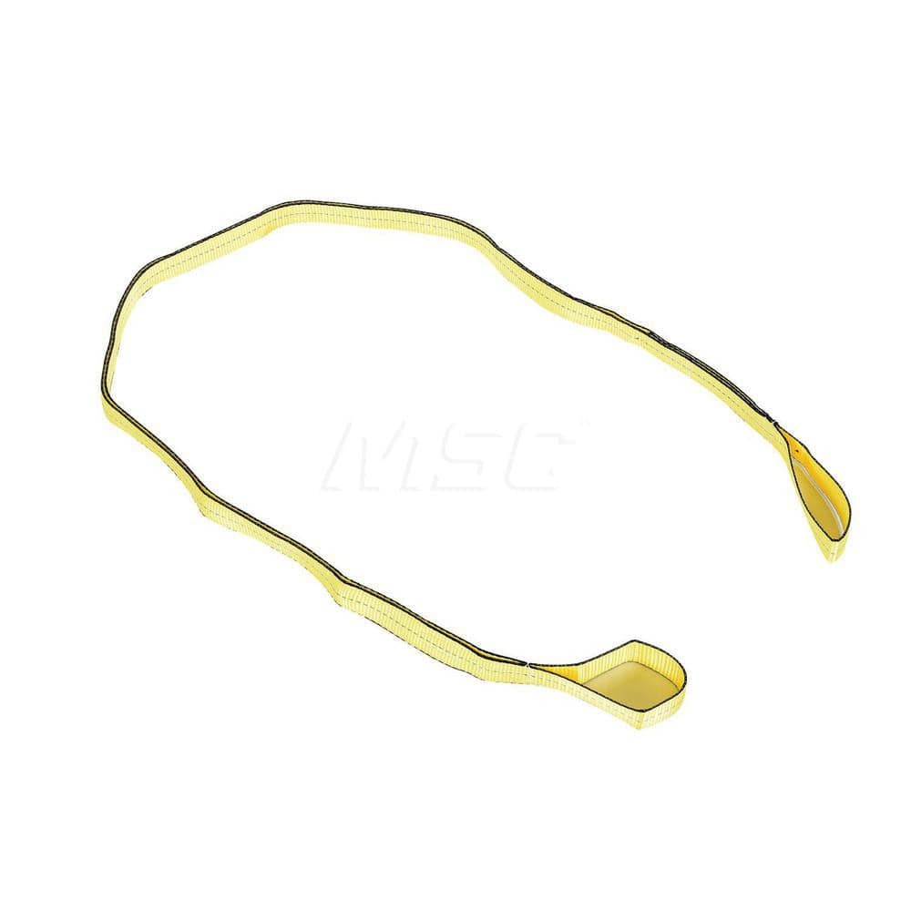 Web Sling: 2″ Wide, 10' Long, 6,400 lb Vertical, 5,120 lb Choker, 12,800 lb Basket, Polyester Flat Eye, Yellow