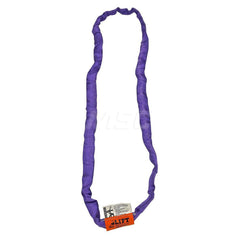 Round Sling: 16' Long, 2,650 lb Vertical, 2,120 lb Choker, 5,300 lb Basket, Polyester Purple