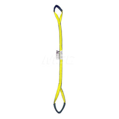 Eye & Eye Sling: 1″ Wide, 6' Long, 3,200 lb Vertical, 2,560 lb Choker, 6,400 lb Basket, Polyester Flat Eye, Yellow