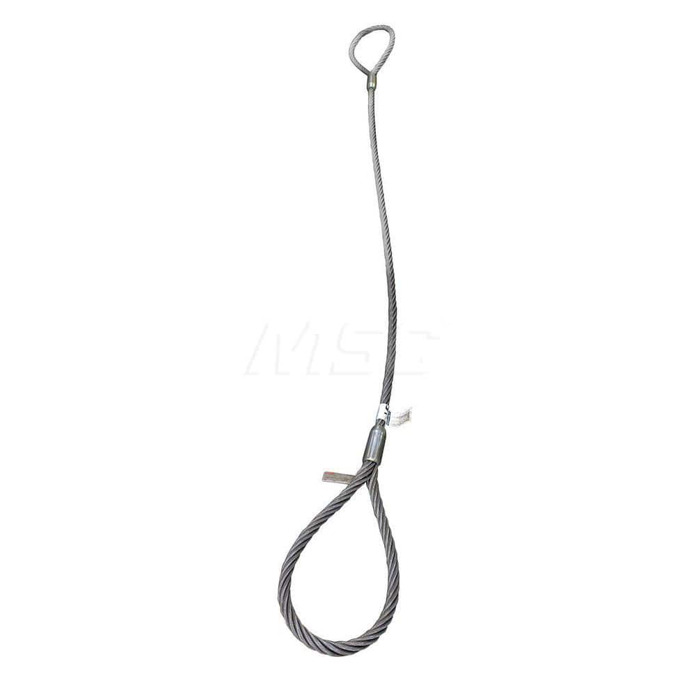 Eye & Eye Sling: 3' Long, 0.65 Ton Vertical Standard Eye, Silver