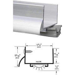 Pemko - Sweeps & Seals; Type: Drip Ledge U Shape Door Shoe ; Width (Inch): 1-5/16 ; Finish/Coating: Mill Finish Aluminum ; Material: 6063-T6 Aluminum Alloy and Temper Retainer ; Back Strip Brush Width (Inch): 2 ; Bristle Length (Inch): 0.5000 - Exact Industrial Supply