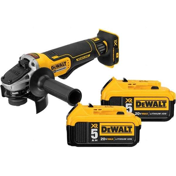 DeWALT - 4-1/2" Wheel Diam, 9,000 RPM, Cordless Angle & Disc Grinder - 5/8-11 Spindle, 20 Volts - Strong Tooling