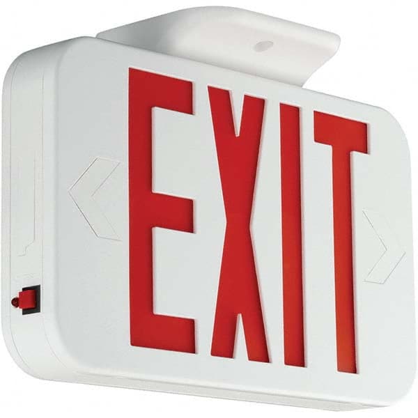 Illuminated Exit Signs; Number of Faces: 1; Light Technology: LED; Letter Color: Red; Mount Type: Surface Mount; Housing Material: Thermoplastic; Housing Color: White; Wattage: 1.8 W; Overall Length: 2 in; Overall Height: 7.2000 in; Overall Length (Decima