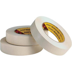 Masking Tape: 60 yd Long, 7.6 mil Thick, Tan Crepe Paper, Rubber Adhesive, 28 lb/in Tensile Strength