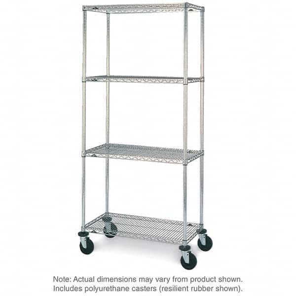 Metro - 600 Lb Capacity 4 Shelf Mobile Wire Shelving Unit - Add-On Unit - Strong Tooling