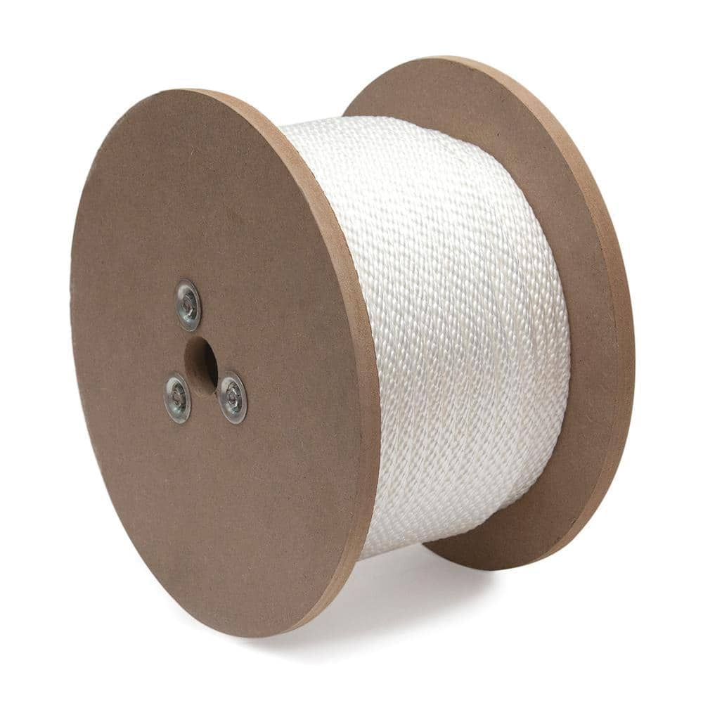 Mibro - Rope; Type: Smooth Braid ; Head/Holder Diameter (Inch): 1/8 ; Material: Nylon ; Load Capacity (Lb.): 40.000 ; Maximum Length: 600.00 ; Color: White - Exact Industrial Supply