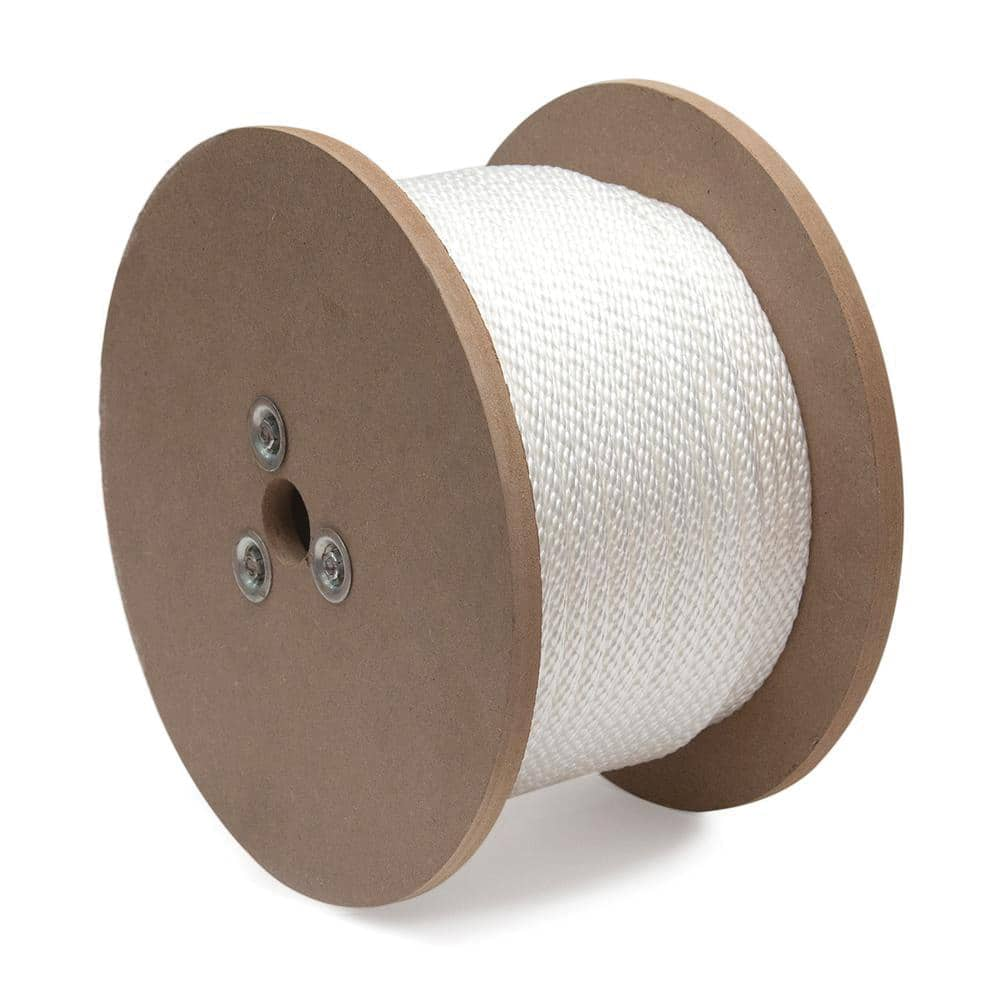 Mibro - Rope; Type: Smooth Braid ; Head/Holder Diameter (Inch): 1/8 ; Material: Nylon ; Load Capacity (Lb.): 40.000 ; Maximum Length: 1000.00 ; Color: White - Exact Industrial Supply