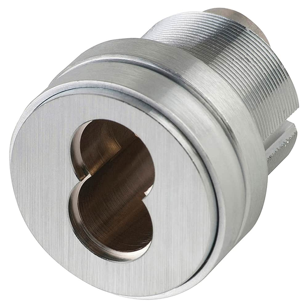 Schlage - Cylinders; Type: Mortise ; Keying: Less Core ; Number of Pins: 7 ; Material: Brass ; Finish/Coating: Satin Chrome - Exact Industrial Supply