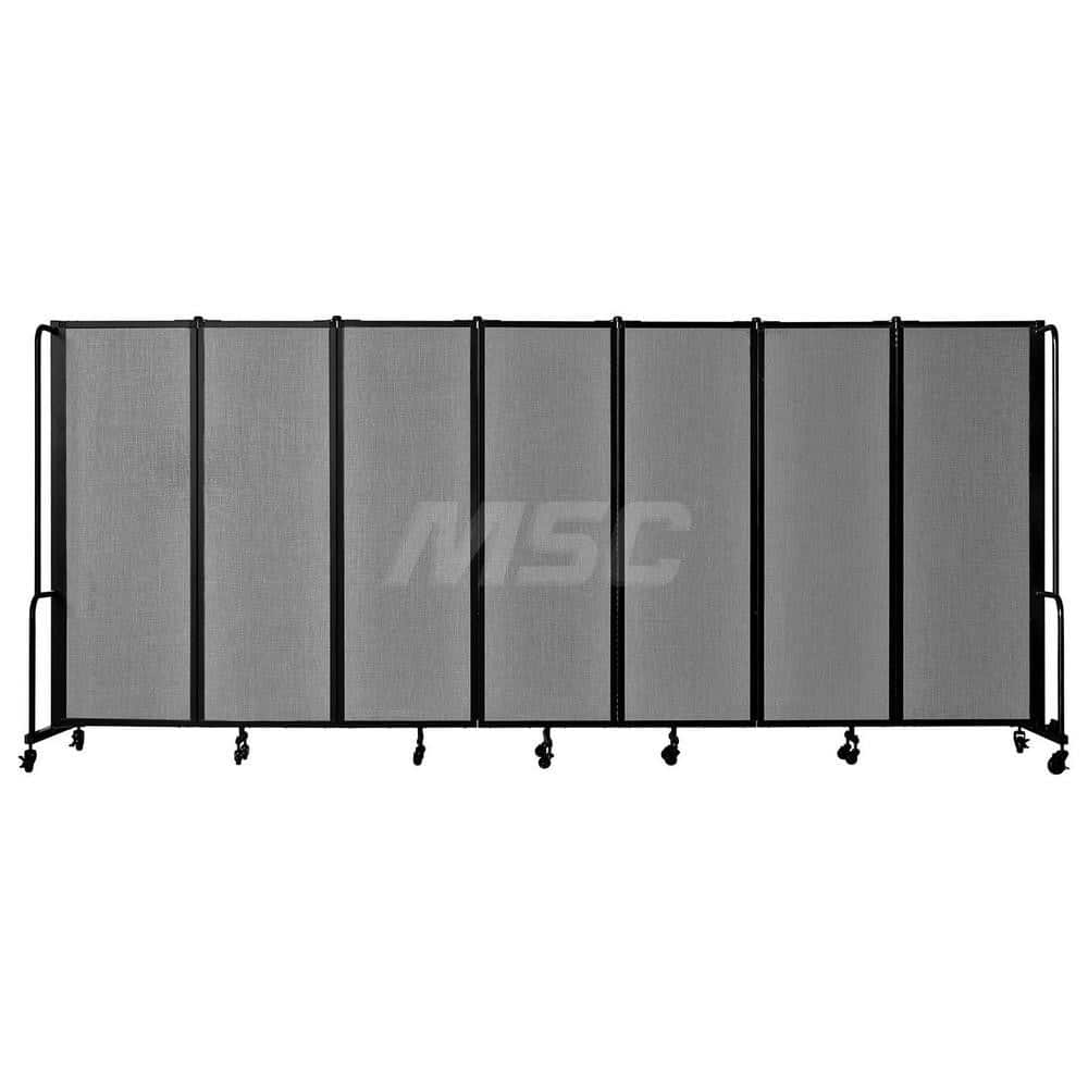 Office Cubicle Partition: 27″ OAW, 72″ OAH, Polyethylene Terephthalate & Steel, Gray