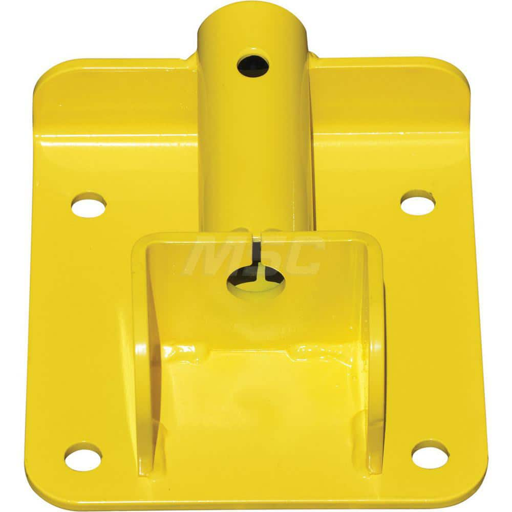 Traffic Guard Rail Mount Post: 9.13″ High, Permanent Mount, Steel, Yellow Use with RailGuard 200 Long Leg Rails