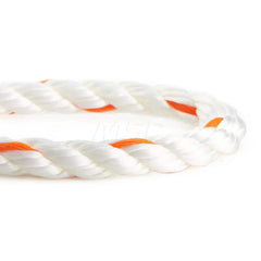 Rope; Rope Construction: 3 Strand Twisted; Material: Polyester; Polypropylene; Work Load Limit: 60 lb; Color: White; Orange; Maximum Temperature (F) ( - 0 Decimals): 265; Breaking Strength: 18750; Application: General Purpose; Rope Strand Count: 3; Packag