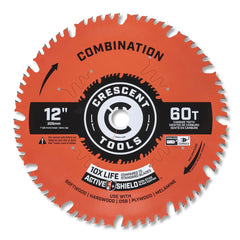 Wet & Dry Cut Saw Blade: 12″ Dia, 1″ Arbor Hole, 0.118″ Kerf Width, 60 Teeth Use on Combination