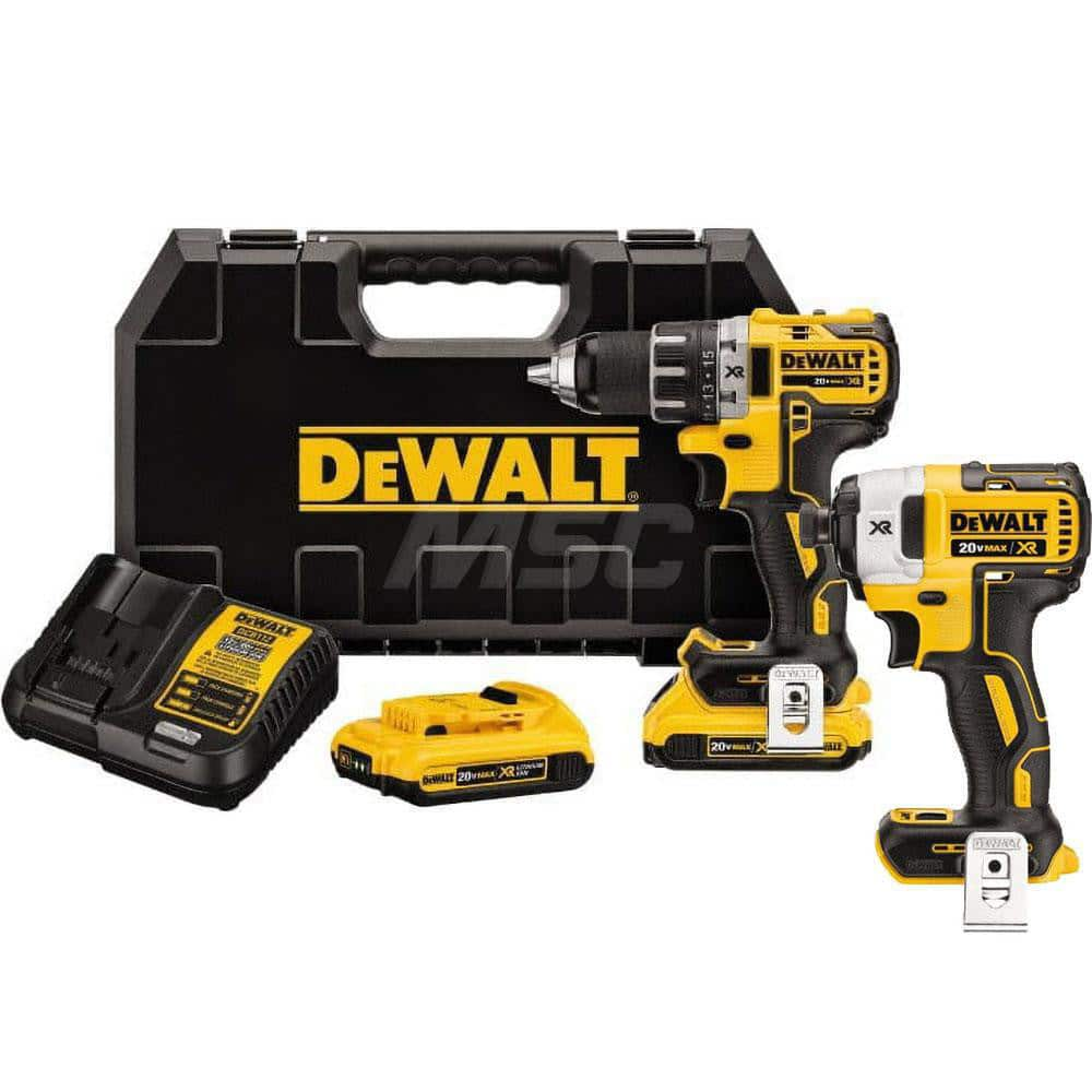 Cordless Drill: 20V, 1/2″ Chuck Keyless Chuck, Reversible, 2 Lithium-ion DCB203 Battery Included, DCB101 Charger