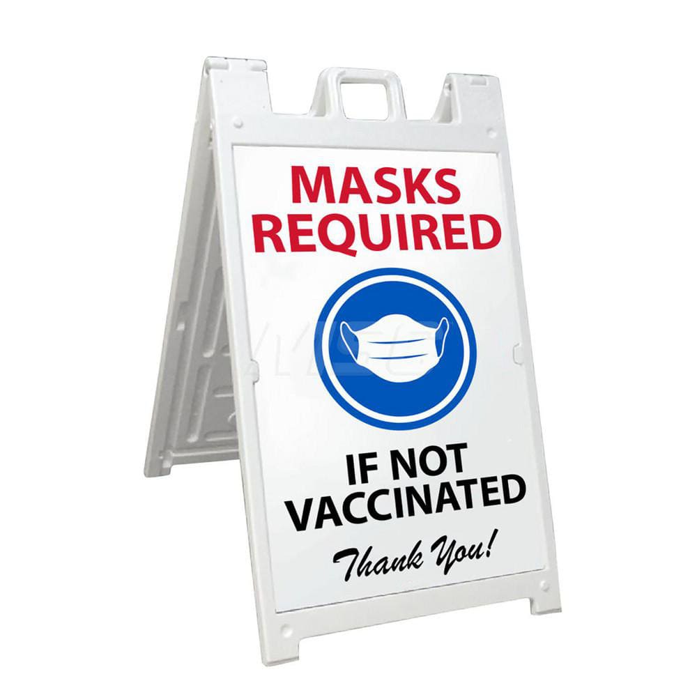 Security & Admittance Sign: ″MASK RECOMMENDED IF NOT VACCINATED″ Plastic, Free Standing, 45″ High