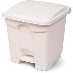 Toter - Biohazardous & Step-Open Trash Cans; Label: Unlabeled Trash Can ; Capacity (Gal.): 8 ; Shape: Rectangular ; Color/Finish: White ; Material: Polyethylene ; Height (Decimal Inch): 15.3500 - Exact Industrial Supply