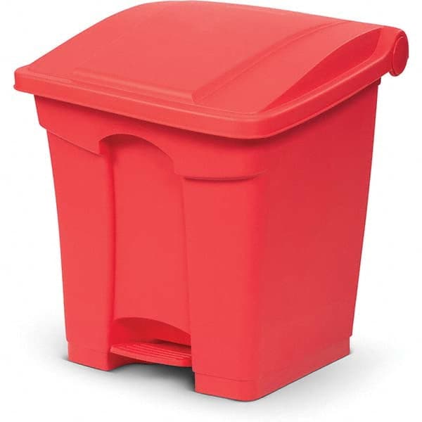 Biohazardous & Step-Open Trash Cans; Label: Unlabeled Trash Can; Container Capacity: 8 gal (US); Capacity (Gal.): 8; Container Shape: Rectangle; Shape: Rectangular; Rectangle; Overall Diameter: 15.55 in; Overall Height: 15.35 in; Color: Red; Width/Diamete