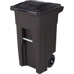 32 Gal Rectangle Brownstone Trash Can Polyethylene