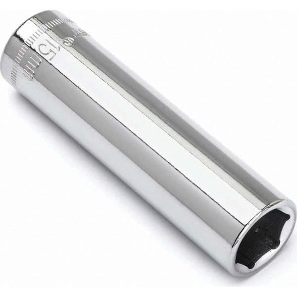 Deep Hand Socket: 15 mm Socket, 6-Point Polished