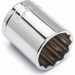 Hand Socket: 1/2″ Drive, 1″ Socket, 12-Point 1-1/2″ OAL, Polished