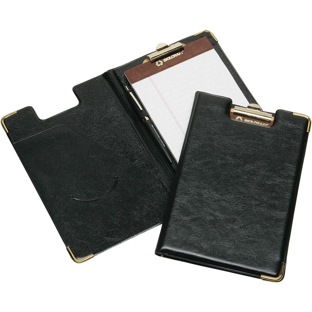 Ability One - Portfolios, Report Covers & Pocket Binders; Three Hole Report Cover Type: Pad Folio ; Width (Inch): 5 ; Length (Inch): 8 ; Color: Black - Exact Industrial Supply