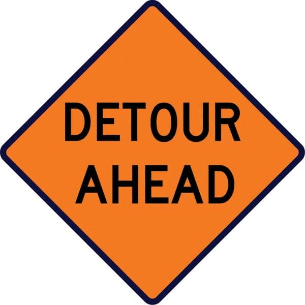 VizCon - "Detour Ahead," 36" Wide x 36" High Vinyl Construction Roadway Sign - Strong Tooling