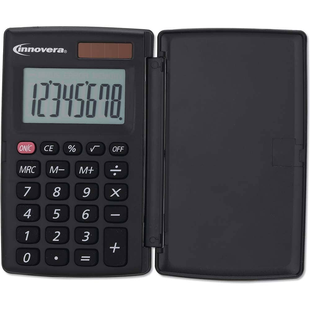 Calculators; Type: Basic; Number Of Displayed Digits: 8; Display Type: LCD; Color: Black; Print Speed: 1 Line per Second; Function: Calculation; Batteries Included: Yes; Display Size: 14mm; Width (Inch): 2.64 in; Width (Decimal Inch): 2.6400; 2.64 in; Len