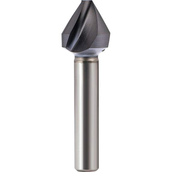 SpyroTec 12.5mm Head Diam, 3.2mm Cut Diam, 3 Flute 60° High Speed Steel Countersink TiAlN Finish, Single End, 8mm Cylindrical Shank, Right Hand Cut