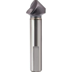 SpyroTec 1-1/4″ Head Diam, 0.37″ Cut Diam, 1/2″ Shank Diam, 3 Flute 82° Cobalt Countersink TiAlN Finish, 3″ OAL, Single End, 1/2″ 3-Flat Shank, Right Hand Cut