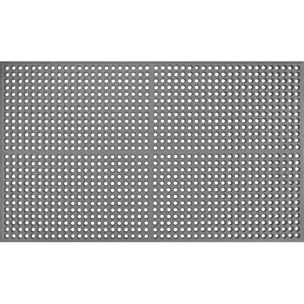 Anti-Fatigue Mat: 5' Length, 3' Wide, 1/2″ Thick, CFR Rubber, Straight Edge, Heavy-Duty Hollow Domed, Gray, Dry & Wet