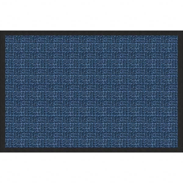 Entrance Mat: 5' Long, 3' Wide, Olefin Surface Indoor & Outdoor, Medium-Duty Traffic, Rubber Base, Blue