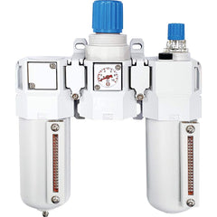 FRL Combination Unit: 1/2 NPT, Standard with Pressure Gauge 91.81 SCFM, 215 Max psi, Aluminum Bowl, Semi-Automatic Drain