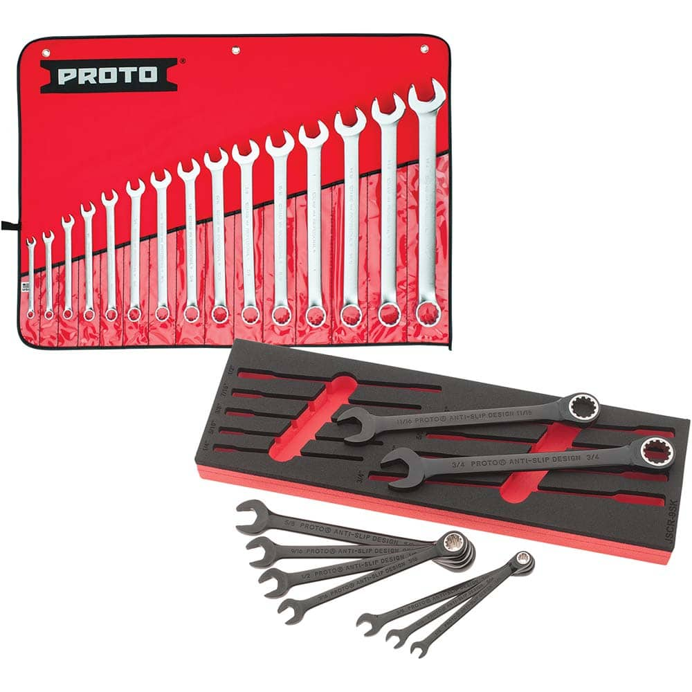 Proto - Wrench Sets Tool Type: Combination Wrench System of Measurement: Inch - Strong Tooling