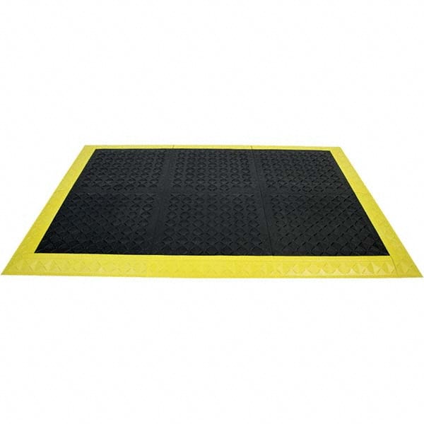 5.0 Ft. Long x 3.0 Ft. Wide x 1 Inch Thick, PVC Raised Squares/Domes Surface Pattern, Static Dissipative Antistatic Matting 3 x 107 to 5 x 108 Ohm Surface to Surface Resistivity, 1 x 107 to 5 x 108 Ohm Surface to Ground Resistivity, Black (Yellow Borders)