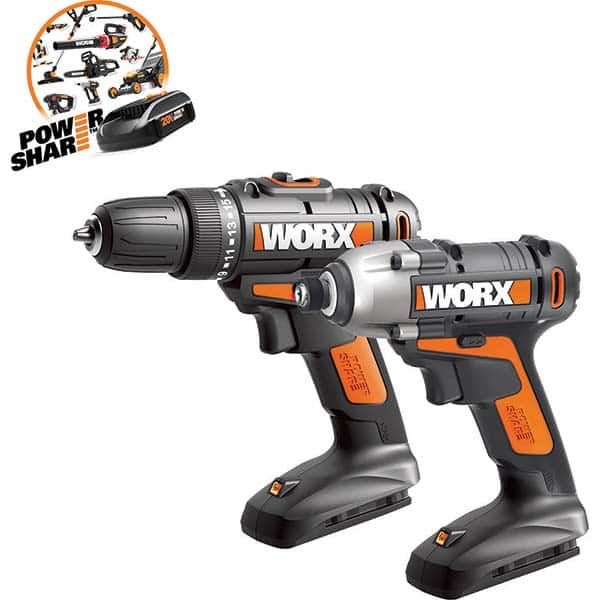 Worx - Cordless Tool Combination Kits Voltage: 20 Tools: Impact Driver; Drill/Driver - Strong Tooling