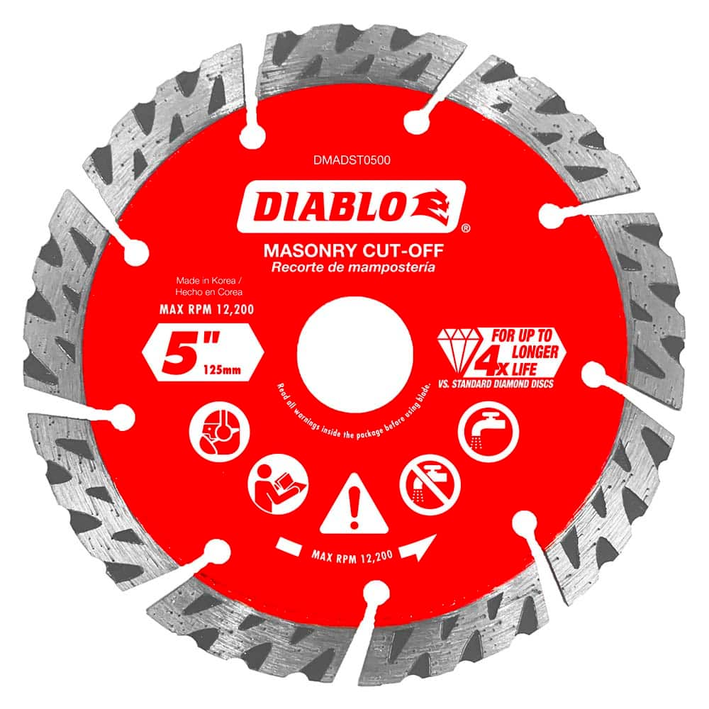 Freud - Wet & Dry-Cut Saw Blades; Blade Diameter (Inch): 5 ; Blade Material: Diamond-Tipped ; Arbor Style: Standard Round ; Arbor Hole Diameter (Inch): 0.7874; 5/8; 7/8 ; Arbor Hole Diameter (Decimal Inch): 0.7874; 5/8; 7/8 ; Application: Cutting Masonry - Exact Industrial Supply