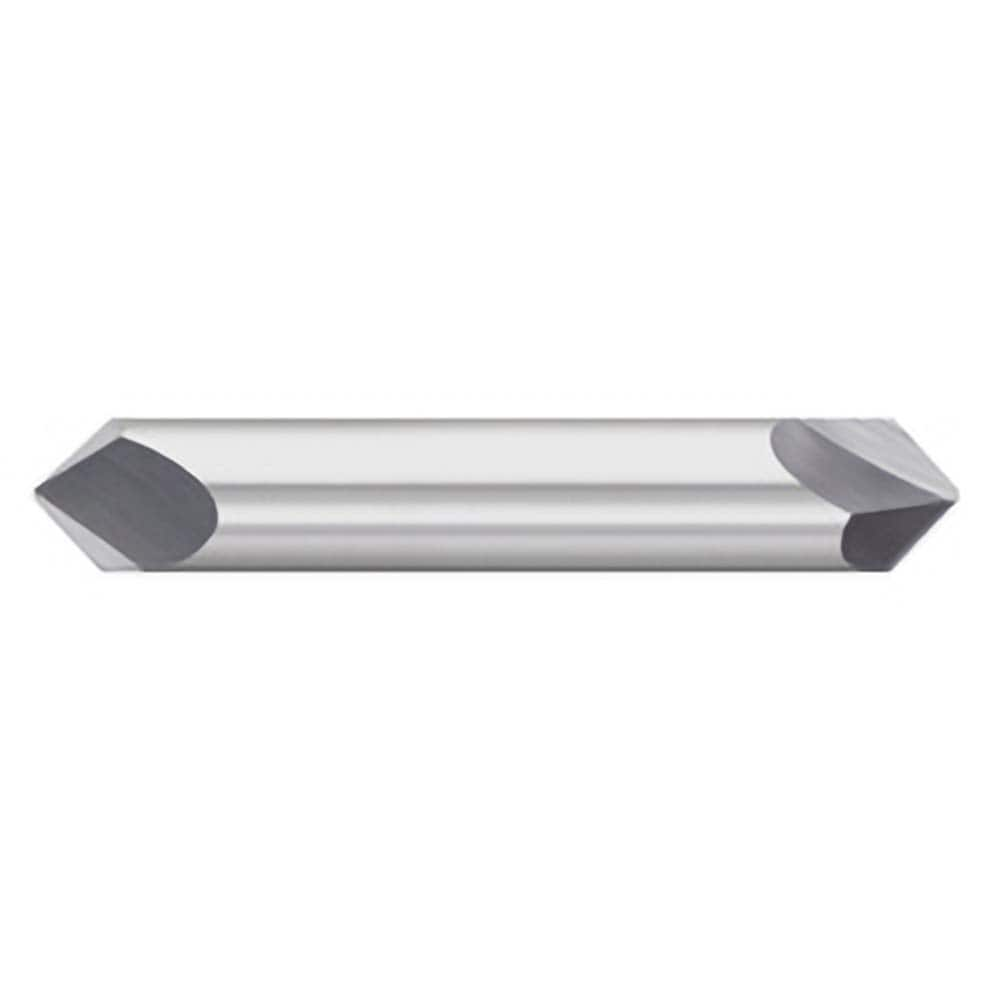 Chamfer Mill: 2 Flutes, Solid Carbide 2-1/2″ OAL, 5/16″ Shank Dia, Bright/Uncoated