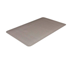 Anti-Fatigue Mat: 75' Length, 4' Wide, 7/8″ Thick, Polyvinylchloride Diamond Plate & Raised Diamond, Gray, Dry