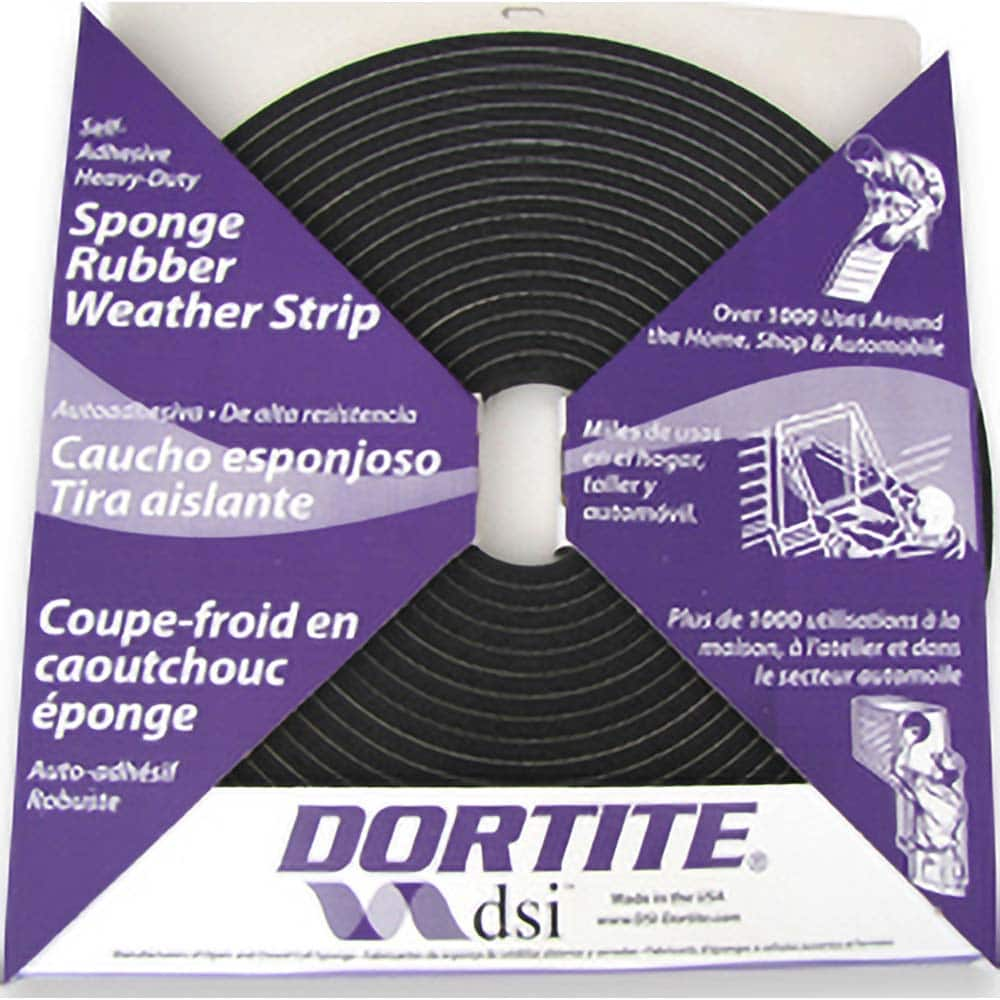 DSI - Weatherstripping; Type: Open Cell Sponge Rubber Tape w/PSA ; Length (Decimal Inch): 600 ; Width (Inch): 1/2 ; Door Thickness: 3/8 (Inch); Material: Natural Open Cell Rubber w/PSA - Exact Industrial Supply