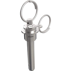 Ball Grip Quick-Release Pin: Ring Handle, 6 mm Pin Dia, 25 mm Usable Length 74.4 mm OAL, 17-4 Stainless Steel, Stainless Steel Handle