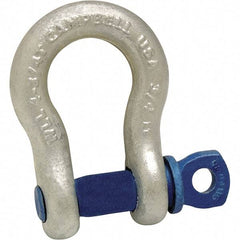 Campbell - 7/8" Nominal Chain Size, 6.5 Ton Carbon Steel Screw Anchor Shackle - 1" Pin Diam, 1-7/16" Wide Inside Jaw, 2-1/16" Inside Width, 2" Max Body Thickness - Strong Tooling