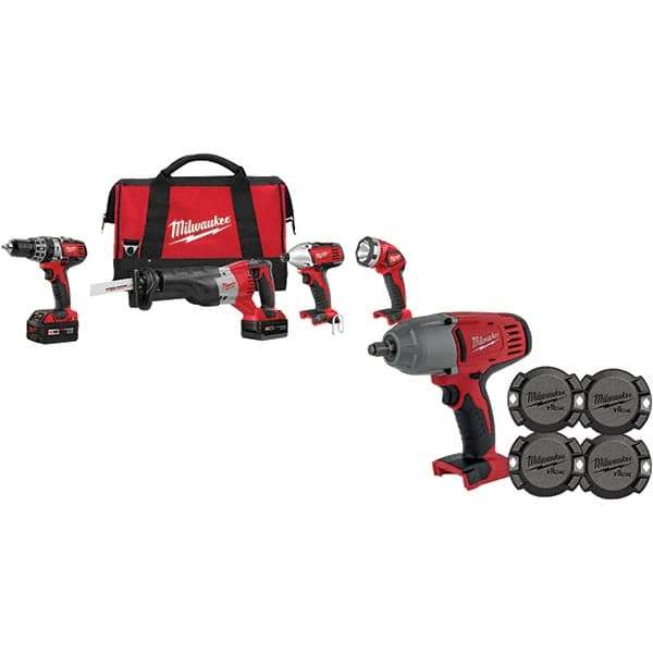 Milwaukee Tool - 18 Volt Cordless Tool Combination Kit - Includes 1/2" Hammer Drill, 1/4" Hex Impact Driver & Sawzall Reciprocating Saw, Lithium-Ion Battery Included - Strong Tooling